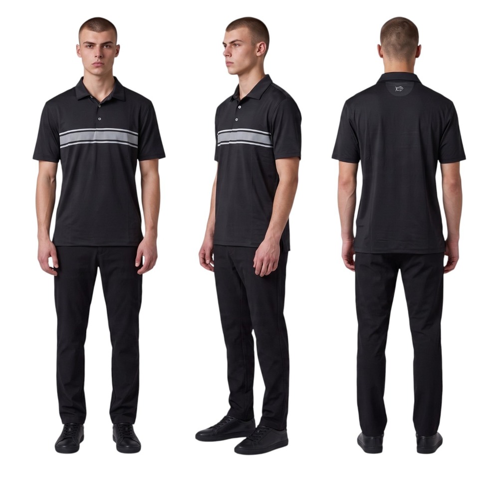 Southern Tide Men's Driver Brenton Performance Polo Shirt Size M Black UPF 50